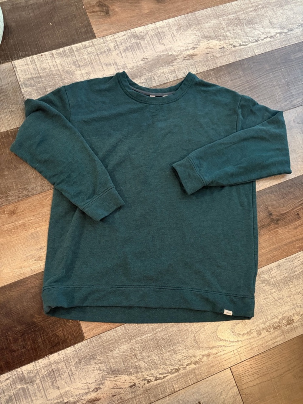 Orvis Fleece Lined Crewneck Sweatshirt Green Large Cozy Pullover - Picture 1 of 7